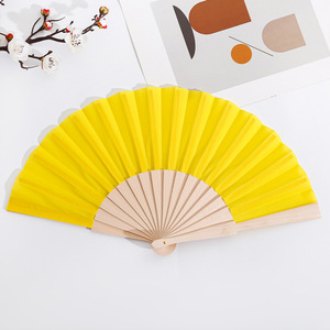 Precio al por mayor: Abanicos plegables japoneses de 23 cm con varillas de <span class=keywords><strong>madera</strong></span> y bambú, abanicos de mano de <span class=keywords><strong>madera</strong></span> y tela, venta al por mayor - Product Image 5