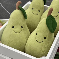 Collection JC – Peluche super douce en forme de fruit avec base lestée (Pêche, Poire, Cerise) – Cadeau d'anniversaire anti-stress pour enfants