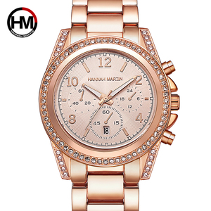 <span class=keywords><strong>HANNAH</strong></span> MARTIN WATCH FACTORY Montre de luxe pour femme, anti-magnétique, étanche, bracelet 3 bar, 40 mm, or rose, 18 mm, diamant, tendance - Product Image 1