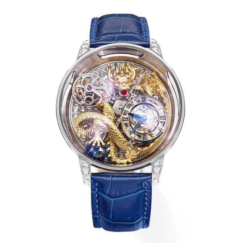 Silver case wth gold dragon