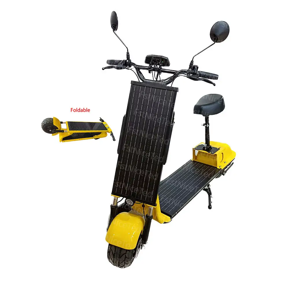 Nuova innovazione Tech 36V 400w 48v 700w due ruote per adulti a energia elettrica pieghevole a energia solare Scooter con pannello solare sedile