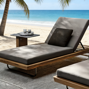 2026 Nordic Leisure Chaise longue d'extérieur en bois de teck, imperméable et résistante aux UV, pour terrasse, villa, jardin, cour, piscine et patio - Product Image 4