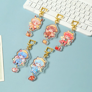 Custom Transparent Epoxy Resin Acrylic Keychain Cute Anime Cartoon Plastic Key Chain With Acrylic Animation Pendant