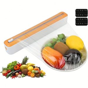 <b>Kitchen</b> Accessories 2 in 1 Food Film Dispenser <b>Wrap</b> Dispenser With Cutter Storage Box Food Packaging Cling Film Cutting Machine - Product Image 3