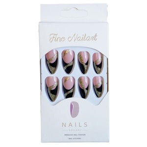 <span class=keywords><strong>Uñas</strong></span> postizas francesas <span class=keywords><strong>negras</strong></span> <span class=keywords><strong>con</strong></span> purpurina dorada, <span class=keywords><strong>uñas</strong></span> postizas largas tipo stiletto, <span class=keywords><strong>uñas</strong></span> acrílicas reutilizables de cobertura completa para mujer - Product Image 5