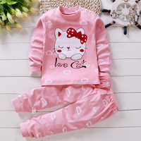 Ensemble de sous-vêtements printemps-automne pour enfants, 100 % coton, anti-humidité, hauts et pantalons de nuit pour garçons et filles, modèle standard