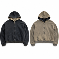 Sweat à capuche zippé réversible double face délavé à l'acide, bicolore, OEM ODM, fabricant de streetwear à marque privée