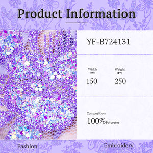 Tela de Encaje Brillante Elegante de Lujo, Telas Brillantes con Lentejuelas para Vestido de Novia - Product Image 4