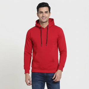 เสื้อฮู้ดดี้ผู้ชายสีแดงคุณภาพสูงสำหรับฤดูหนาว ดีไซน์สั่งทำได้ แห้งเร็ว ระบายอากาศดี ทันสมัย พิมพ์ลายนูน มีไซส์ใหญ่ - Product Image 1