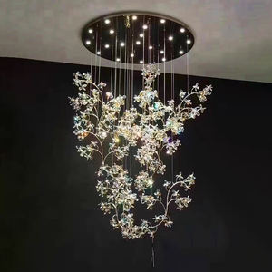 Lustre LED design branche d'arbre nordique à hauteur réglable, éclairage de plafond personnalisé motif floral pour projets MD92497 - Product Image 3