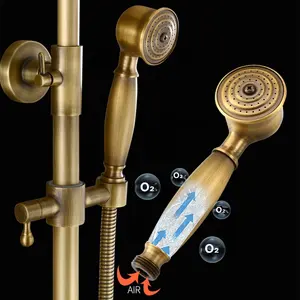 Antika termostatik yağmur biçimli duş paneli duş seti çağdaş telefon duş musluk