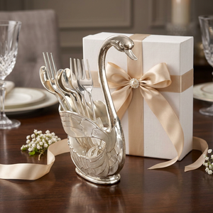 Swan Shape Metal Tableware Storage <b>Holder</b> Elegant <b>Kitchen</b> <b>Utensil</b> Rack Standing Type Single Tier Durable Design - Product Image 4