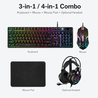 Ensemble clavier et souris de jeu filaire rétroéclairé arc-en-ciel OEM en gros avec tapis de souris pour PC portable et ordinateur de bureau