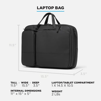 Custom Logo Black Computer Briefcase Wholesale Laptop Bag with Zippered Compartments Dual Handles and Shoulder Strap for Travel