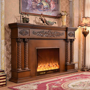 <span class=keywords><strong>Chimenea</strong></span> Eléctrica Contemporánea de Madera Marrón con Marco de <span class=keywords><strong>Chimenea</strong></span> Falso de Madera - Product Image 2