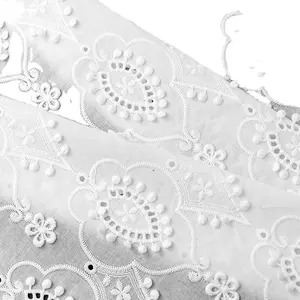 Novidade tecido branco outono tecido 3D tecido renda vestido