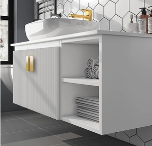 Conjunto de Muebles de Baño Modernos de Lujo Inteligente, <span class=keywords><strong>Lavabo</strong></span> de Piedra Natural con Mueble Integrado - Product Image 4