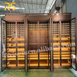 Meuble Bar à Vin Moderne en Acier Inoxydable Or Rose de Foshan, Réfrigérateur de Luxe avec Vitrine pour la Maison, Modèle RS2013, Meuble Bar à Vin pour Salon - Product Image 2