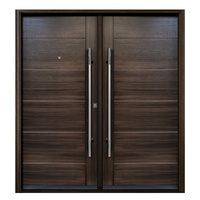 Porte extérieure en bois italienne, porte d'entrée moderne à double battant, 3 panneaux, designs modernes, porte extérieure double en noyer