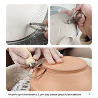 Juego de 10 herramientas de cerámica con mango de madera y acero inoxidable para tallar y esculpir arcilla, herramientas de bucle para recortar cerámica