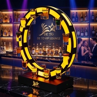Plateau de service pliable personnalisé avec logo, rechargeable, pour bar, fête, VIP, en métal, avec support pour verres à shot LED, porte-verres à vin, présentoir pour verres à cocktail