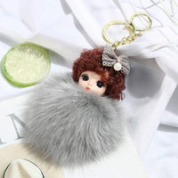 Creative Fox Hair Accessoire Voiture Porte-clés Sac Pendentif En Gros Bon Prix 3D Poupée Porte-clés