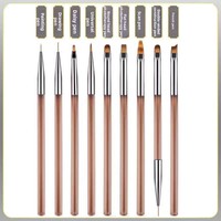 Lot de 9 stylos professionnels japonais en acrylique et nylon pour ongles, très fins, pour peinture couleur et photothérapie, outils professionnels pour salons de manucure