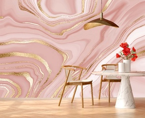 Ánh sáng màu hồng hình nền đá cẩm thạch lỏng thiết kế trừu tượng bức tranh nền với Vàng giật gân kết cấu tường bức tranh tường - Product Image 1