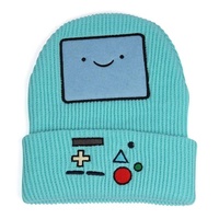 Bonnet en tricot acrylique côtelé vertical avec applique en peluche de dessin animé, broderie personnalisée, bonnet d'hiver à revers, style streetwear, OEM