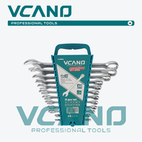 VCANO Jeu de 12 clés à pipe combinées de qualité industrielle en acier au chrome-vanadium, mâchoire réglable, poignée droite, métrique, OEM