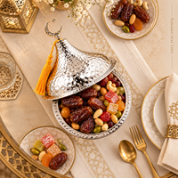 Décoration de maison musulmane pour l'Aïd Ramadan, centre de table, fournitures de fête, boîte en métal en forme de croissant pour dattes, bonbons, noix
