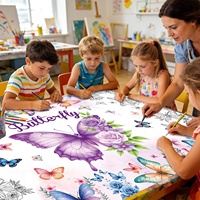 Affiche géante à colorier Papillon, Nappe à colorier personnalisée en papier pour la décoration de fête d'anniversaire des enfants, Art mural pour la salle de classe, Cadeaux pour filles