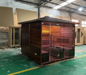 Sauna carré extérieur <span class=keywords><strong>en</strong></span> <span class=keywords><strong>bois</strong></span> écologique 8-10 personnes <span class=keywords><strong>Cabine</strong></span> <span class=keywords><strong>de</strong></span> sauna <span class=keywords><strong>en</strong></span> cèdre rouge avec vestiaire ou salle <span class=keywords><strong>de</strong></span> <span class=keywords><strong>douche</strong></span> - Product Image 3