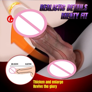 SXXY Silicone Penis Sleeve Penis Cover Cock Enlargement Sleeve Hollow <b>Dildo</b> Reusable Condom Cock Extender Sex Toys for Men - Product Image 4