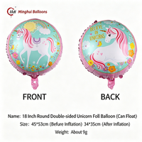 Ballons en aluminium licorne, grand ballon en mylar tête de licorne, 18 pouces, rond, simple et double face, pour filles