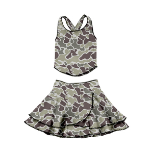 Conjunto de Ropa Deportiva para Niñas con Estampado de Camuflaje Personalizado, Falda, Pantalones Cortos, Ropa Deportiva para Hermanas, Yoga, Ropa Infantil - Product Image 2