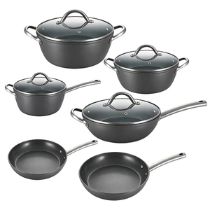 Ensemble de 10 casseroles de cuisine modernes <span class=keywords><strong>en</strong></span> <span class=keywords><strong>aluminium</strong></span> <span class=keywords><strong>recyclé</strong></span> de haute qualité, antiadhésives, avec poêle grill, faciles à nettoyer - Product Image 1