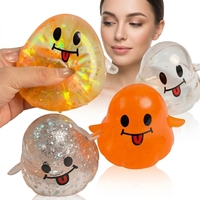 Grand jouet anti-stress en silicone, simulé en forme de boulette vapeur, avec visage à paillettes et expression, à rebond rapide
