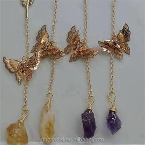 Vente en gros de cristaux et de pierres cristal de guérison <span class=keywords><strong>reiki</strong></span> pierre brute brute personnalisée en métal mignon papillon signets pour <span class=keywords><strong>livre</strong></span> papier - Product Image 6