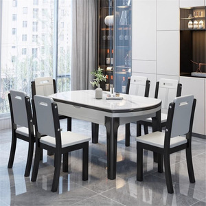 <b>Dining</b> <b>Table</b> And Chair <b>Set</b> 6 Piece Extendable Modern Minimalist For <b>Dining</b> Room - Product Image 4