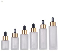 Flacon compte-gouttes en verre blanc givré pour huiles essentielles, emballage cosmétique pour sérum