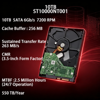ST10000NT001 10TB 3.5 Inch NAS HDD 6Gb/s 7200RPM 256MB Cache SATA CMR Vertical Tech Hard Drive 24/7 Network Storage Server
