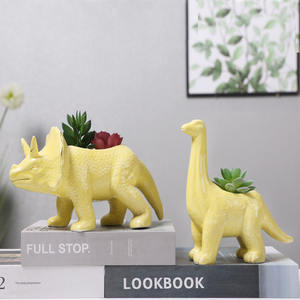 OEM personalizado de porcelana dolomita esmaltada decoración de jardín Animal dinosaurio maceta de cerámica - Product Image 1