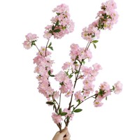 Bunga Sutra Buatan Realistis 4 Tangkai Bunga Sakura Putih Merah Muda Desain Modern untuk Dekorasi Hari Bumi dan Kembali ke Sekolah