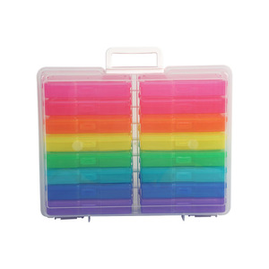 Merryart Transparent plastic box organizer photo cases and clear craft keeper storage Organizing Bin with Handles