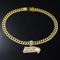 Nouveau plein diamant Seahawks pendentif mode alliage diamant ensemble chaîne cubaine Hip Hop accessoires de mode en gros