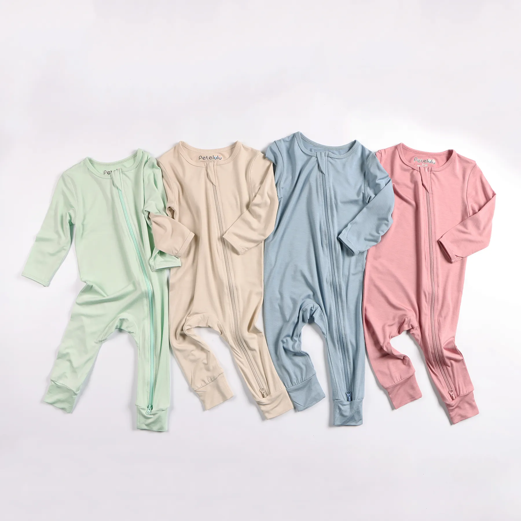 Baby Bamboo Zipper Romper Bodysuit Bamboo Clothes for Baby Bamboo Baby Outdoor Clothes Full Summer Long Sleeve Unisex Knitted