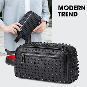Vendita calda borse <span class=keywords><strong>da</strong></span> <span class=keywords><strong>uomo</strong></span> di fascia alta <span class=keywords><strong>in</strong></span> <span class=keywords><strong>pelle</strong></span> sintetica alla moda borse rivettate alla moda con chiusura a cerniera fodera <span class=keywords><strong>in</strong></span> poliestere stile donna - Product Image 2