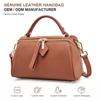 Tas Tangan Kulit Berkulit Kasar Kustom Merek Pribadi Tas Dokter Berbutir Mewah Tenang Vintage Era 90-an Dompet Selempang Gagang Atas Elegan Pabrik