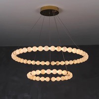 Lustre en marbre pour salon de style français, design de luxe, style crème, moderne, simple, populaire, éclairage rond pour salle à manger et chambre à coucher